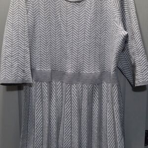Gray Chevron Pattern Sweater Dress